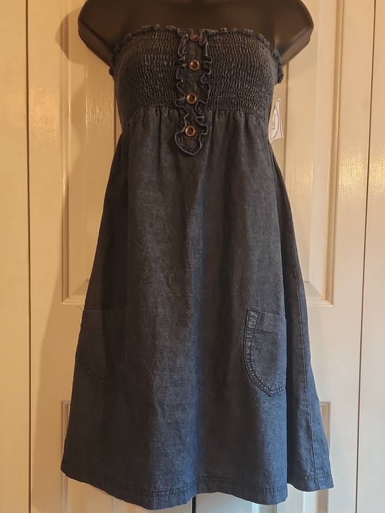 Mossimo Supply Co. Dresses & Skirts - Womens Strapless Denim Blue Sundress with Button Detail - Size Medium